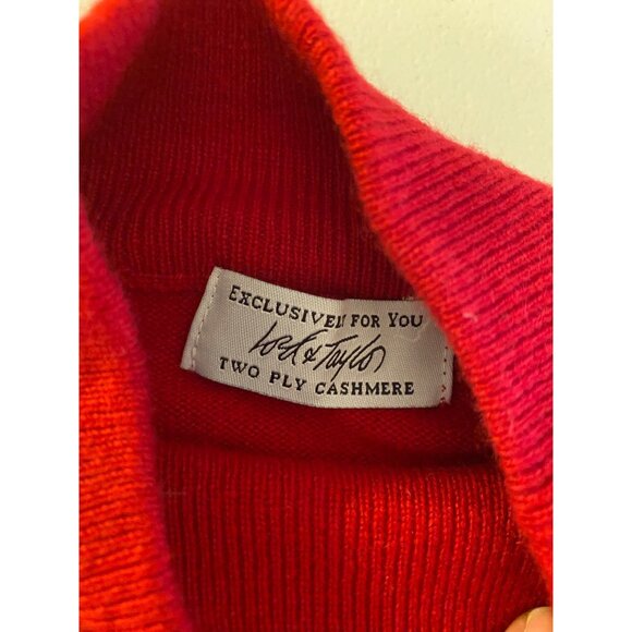 Lord & Taylor Pullover Red Mock Turtle Sweater Cashmere Long Sleeve Medium - Picture 3 of 9